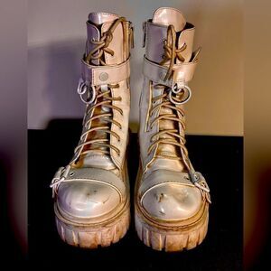 Current Mood- White Patent Leather Boots